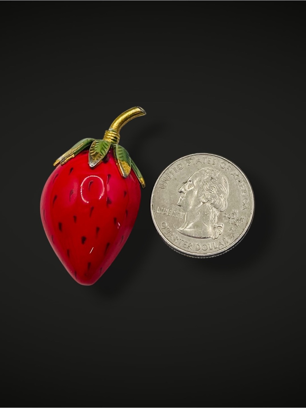 Cute Vintage Original by Robert 3D Enamel Strawberry Brooch Pin Collectible - Picture 13 of 16